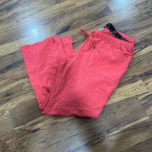 Petite Large Coral Scrub Pants